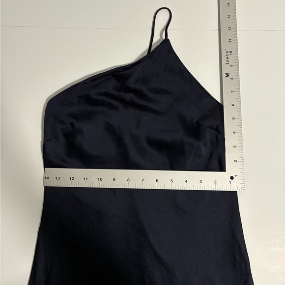 EXPRESS Navy Blue One Shoulder Satin Midi Slip Dress XS TP - Picture 7 of 7